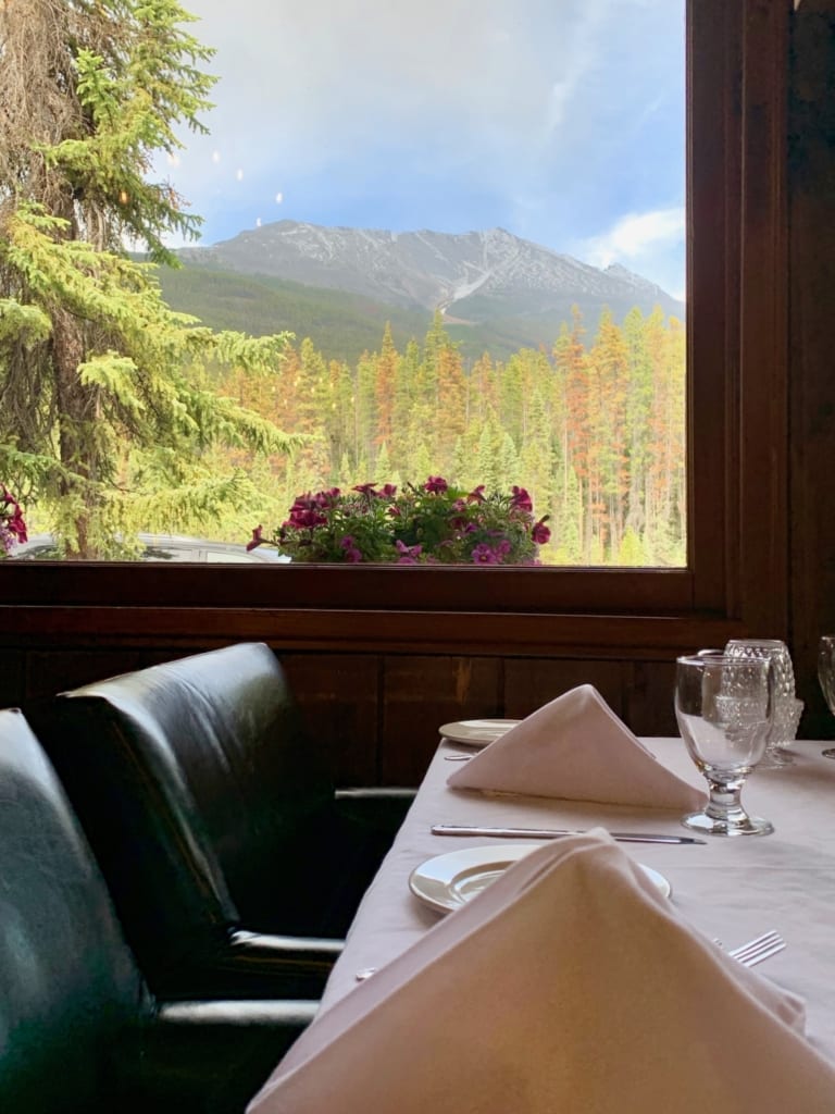 Endles chain ridge view from the restaurant at Sunwapta in jasper